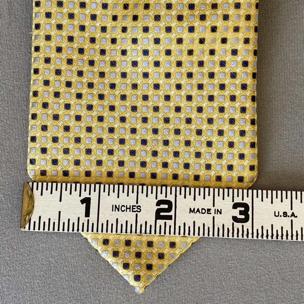 Nautica Youth Silk Tie Yellow Blue Gray Geometric Necktie 49